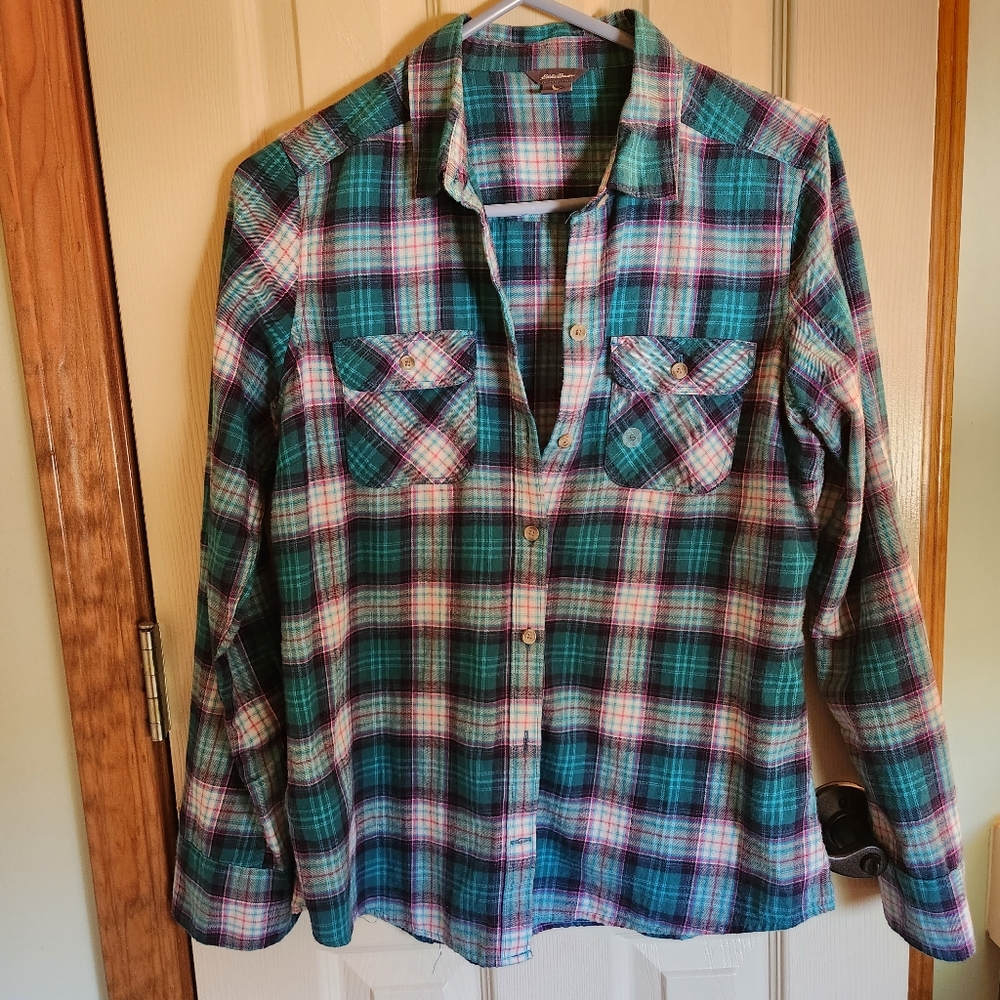 Eddie Bauer firelight flannel nwot Small women's all cotton mermaid 🧜‍♀️ shades